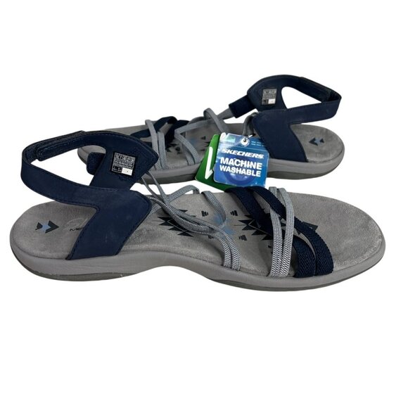Skechers Reggae Slim Takes Two Strappy Sandals Navy Comfort Memory Foam US 10 - Picture 13 of 13